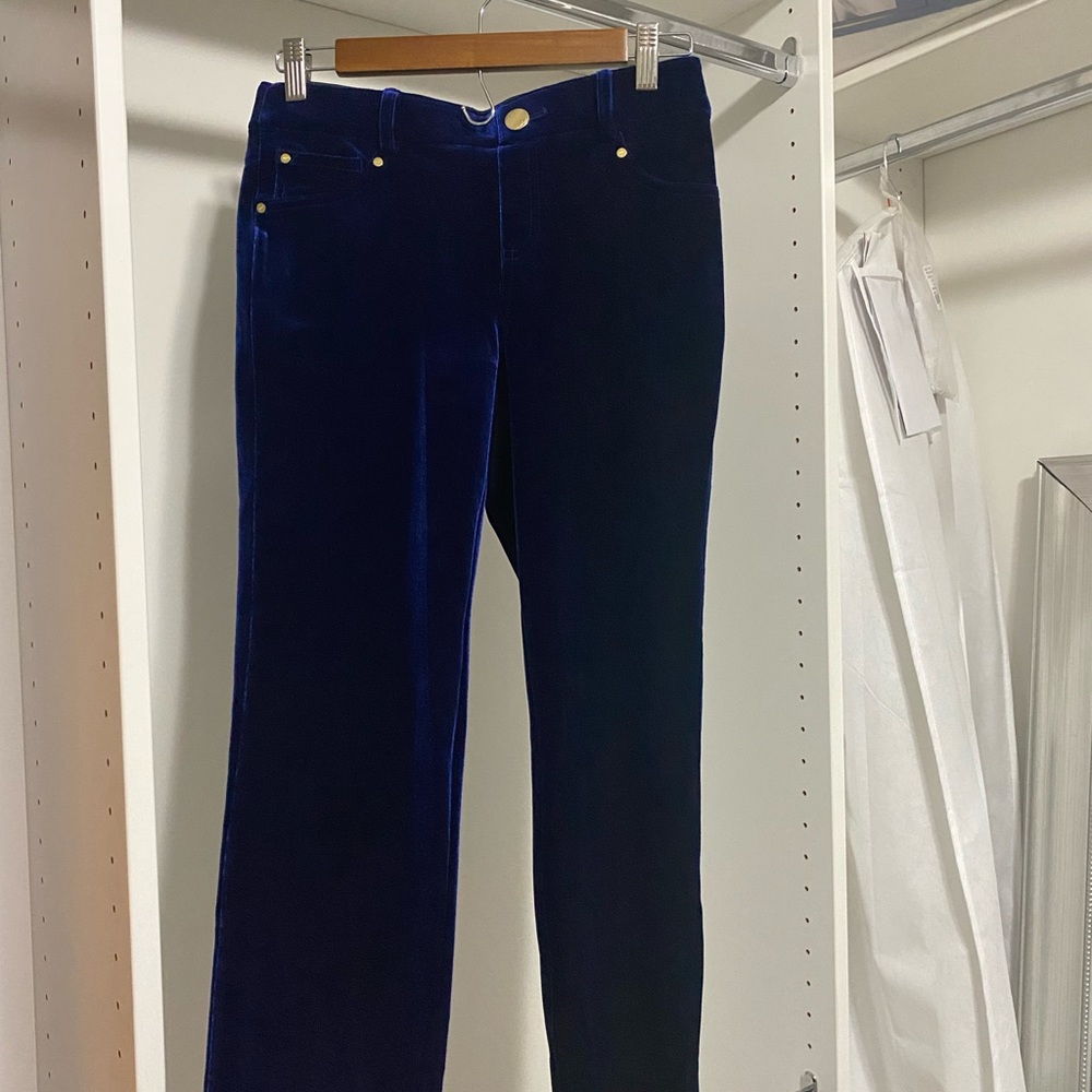 INC blue velvet pants